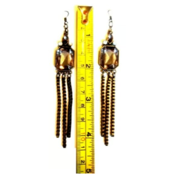 Antique Bronze Pave Chandelier Earrings - Picture 2 of 5